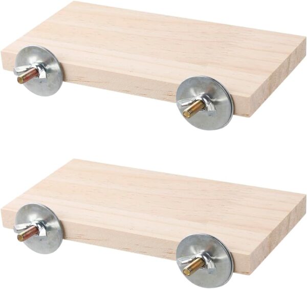 Tabanzhe 2 Pcs Bird Platform - Wooden Climbing Stand for Small Animals, Pet Cage Accessories for Small Animals Chinchilla Hamster Rat Mouse Parrot, Rest Flat Stand Place for Birds