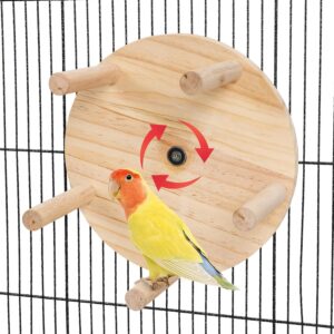 TeTupGa Bird Perches Cage Toys,Wooden Birds Ferris Wheel Toy with Perches, Rotating Round Parrot Perch Stand Bird Cage Accessories for Parakeet, Cockatiel, Budgerigar,Conure, Lovebirds