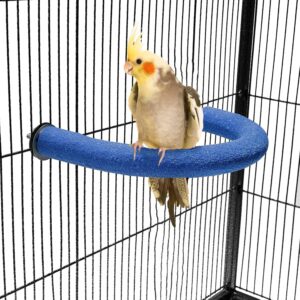 TeTupGa U Shape Parrot Perch Stand Pet Toy Bird Platform Sand Paw Grinding Clean Stick Cage Exercise Conure Budgie Cockatiel Accessories (Blue Small)