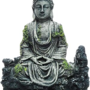 Toolzia Fish Tank Buddha Statue Decorations, Aquarium Seated Buddha Statue Decorations Fish Tank Ancient Buddha Statue Sculpture Accessories(5.1"X2.4"X6.7" Inch)