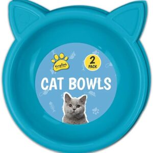 Trendy Cat Bowls Plastic Cat Bowls Multipurpose Pet Feeding Food Water Container Lovely Cat Shape Design For Small Animals Dogs Puppies Kittens Rabbits Cats 17cm In Diameter (Pack Of 2) (blue)