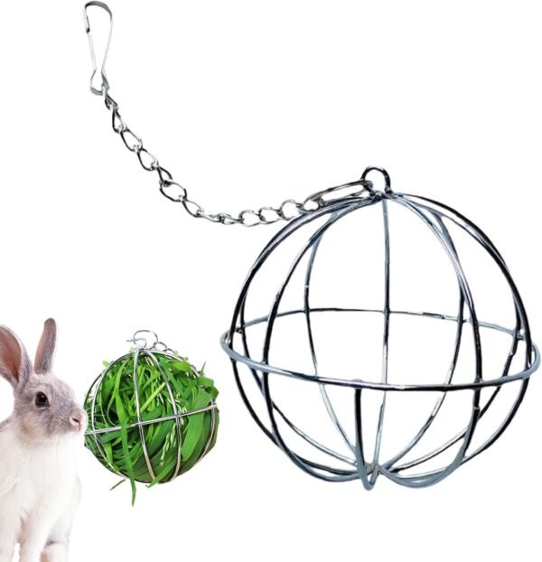 Uhngw Bunny Hay Feeder Ball | Stainless Steel Bunny Grass Sphere Play Chew Toy | Hay Dispenser for Bunny Hamster Chinchilla Small Animals, Pet Supplies