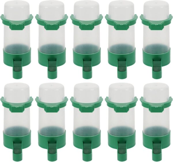 VILLCASE 10pcs Bird Water Feeder, Automatic Bird Water Dispenser, Bird Cage Feeder and Drinker Set Bird Water Bowls Hanging in Cage Accessories for Parrots Budgie Lovebirds