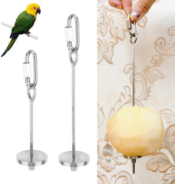 Wudong 2 Pcs Parrot Skewer,Stainless Steel Vegetable Fruit Stick Hanging Holder Birds Foraging Toy Spear Feeder for Bird Cage Accessories