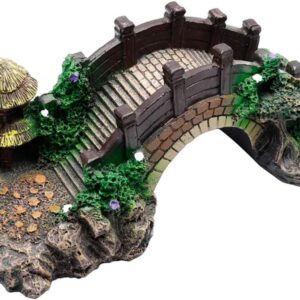 YANCONGLIDEYAN Aquarium Ornament Resin Arch Bridge Tree Pavilion Artificial Bridge Model for Garden Decor Fish Tank Landscape Accessories