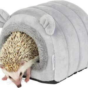 YOGURTCK Hamster Hedgehog Guinea Pig Cave Bed Nest Hideout, Small Animals Cage Supplies Warm House - Gray