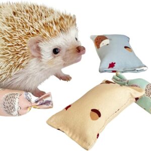 Ymid Select 4 Pcs Hedgehog Mini Pillows Small Animal Toys Habitat Decor Cage Accessories Hedgehog Supplies Photo Props Toy for Ferret,Rabbit,Bird,Parrot,Mouse,Chinchilla, Rat,Gerbil,Dwarf Hamster