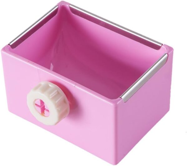 ZOOPOLR Cage Feeder Food & Water Hay Bowl Dish Bin Feeder, Small Animal Supplies for Rabbit Guinea Pig Chinchilla Hamster Ferret (Pink)