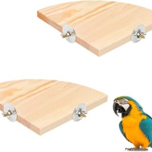 Zhouocea 2 PCS Bird Wood Platform Durable Pet Platform Pet Perch Parrot Perch Fan Shaped Bird Perches Climbing Platform Bird Cage Accessories for Small Animals