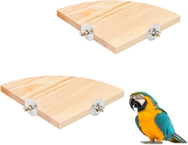 Zhouocea 2 PCS Bird Wood Platform Durable Pet Platform Pet Perch Parrot Perch Fan Shaped Bird Perches Climbing Platform Bird Cage Accessories for Small Animals
