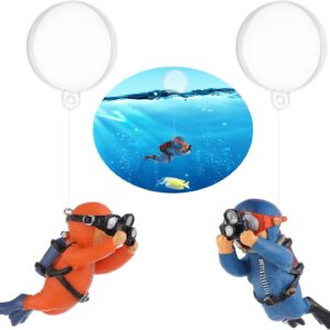 cobee Diver Aquarium Decorations, 2PCS Floating Fish Tank Decor Aquarium Diver with Floating Device Diver Figurines Cartoon Aquarium Ornament Fish Playmate Fish Tank Accessories