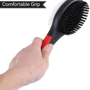 Plastic Dog Brush for Grooming Shedding Messaging & Cleaning for Short Long Haired Dogs, Cats | 2 in 1 Pin & Bristle Soft Pet Hair Double Sided Dog Brush for Cleaning Loose Fur & Dirt (Small)