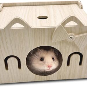 Eyksta Wooden Hamster House Hamster Hideout Corner House Cage Accessories Décor for Syrian Hamsters Dwarf Hamsters 18 x 12 x 13 cm