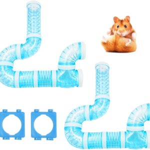 2 Hamster Tubes Kits, BOJVESH DIY Hamster Tunnel Adventure External Pipe, Transparent Connection Track Rat Toy Hamster Cage Accessories for Hamster Mouse Small Animals Sports Expand Space