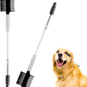 2 Pcs Dog Tear Comb Tear Stain Remover Comb Double-Head Dog Eye Brush Dog Eye Cleaning Comb Dog Eye Comb Brush Pets Grooming Comb Double-Sided for Dogs Cats (White)