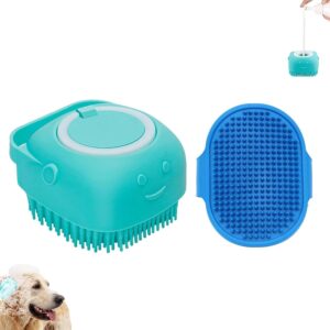 2PCS Dog Bath Brush, Pet Bath Massage Brush, Practical Pet Beauty Cleaning Brush, Dog Shower Brush with Adjustable Handle, Dog Bath Supplies Brush, Used for Pet Cleaning (Bule) ﻿ ﻿