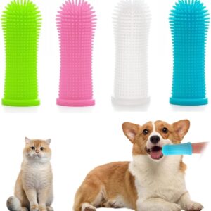 4-Pack Silicone Dog Finger Toothbrushes - Gentle & Effective Oral Cleaning for Pet Dental Health, Dog Teeth Cleaning Finger Brush