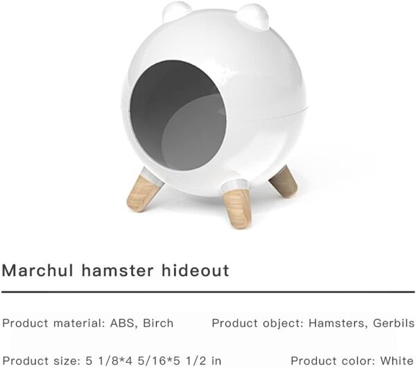 Marchul Hamster Hideout, Hamster House Habitats Decor, Small Pet House for Dwarf Hamster Syrian Hamsters, Gerbils, Dwarf, Mouse (White) - Image 6