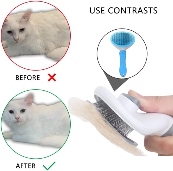 Cat brush dog brush, cat and dog pet brush tool with cleaning button, Cat Comb Dog Grooming Brush Pet Brush,pet beauty tool cat and dog shedding tool cat and dog massage cleaning tangle brush - Image 5