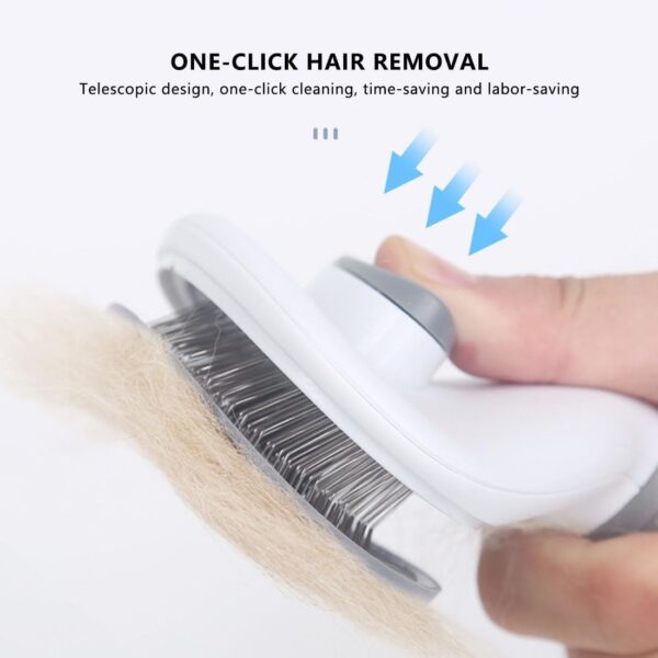 Cat brush dog brush, cat and dog pet brush tool with cleaning button, Cat Comb Dog Grooming Brush Pet Brush,pet beauty tool cat and dog shedding tool cat and dog massage cleaning tangle brush - Image 3
