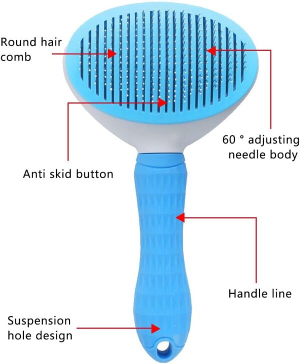 Cat brush dog brush, cat and dog pet brush tool with cleaning button, Cat Comb Dog Grooming Brush Pet Brush,pet beauty tool cat and dog shedding tool cat and dog massage cleaning tangle brush - Image 4