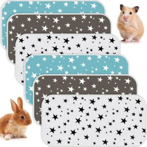 6 Pack Guinea Pig Cage Liners Absorbent Reusable Washable Guinea Pig Pee Pads Waterproof Bunny Hamster Bedding Puppy Kitten Whelping Box Mats for Cat Small Animal Dog, 3 Styles (14 x 28 Inch)