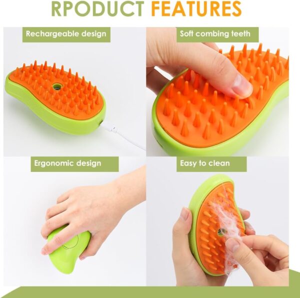 Cat Brush with Spray,Cat Brush with Water Tank,Electric Cat Deshedding Brush,Cat Brush for Short Haired Cats,Pet Hair Removal Comb with Water Tank,Suitable for Cleaning Pet Hair (yellow) - Image 5