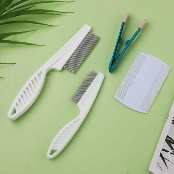 4pcs Pet Grooming Comb Kit, Magic Pet Comb Fine Tooth Pet Comb Multifunctional Flea Comb for Cats and Dogs Pet Hair Comb Tear Stain Removal for Pet Cleaning Shedding Hair & Fur - Image 3