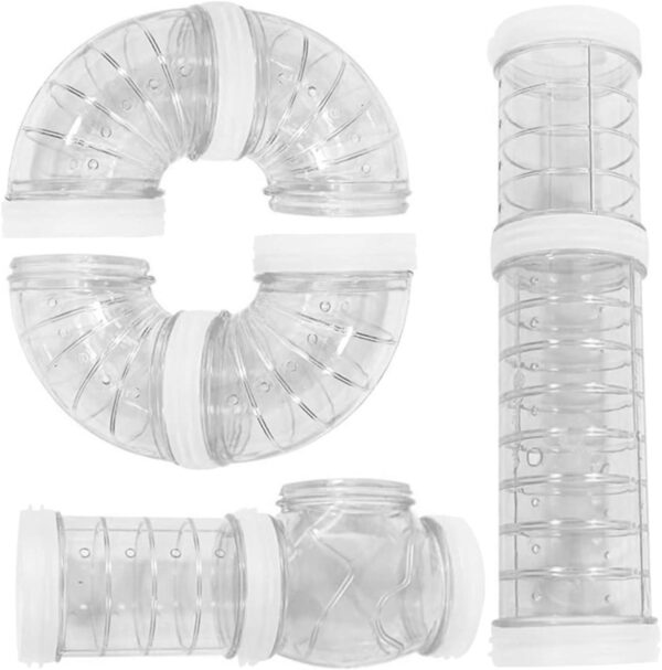 Hamster Tube Set, 8 Pack Transparent Curved Pipe Pet Cage Tunnel Hamster Toy DIY Creative Connection Tunnel External Sports Tube for Mouse Hamster Rat and Other Small Animal - Image 3