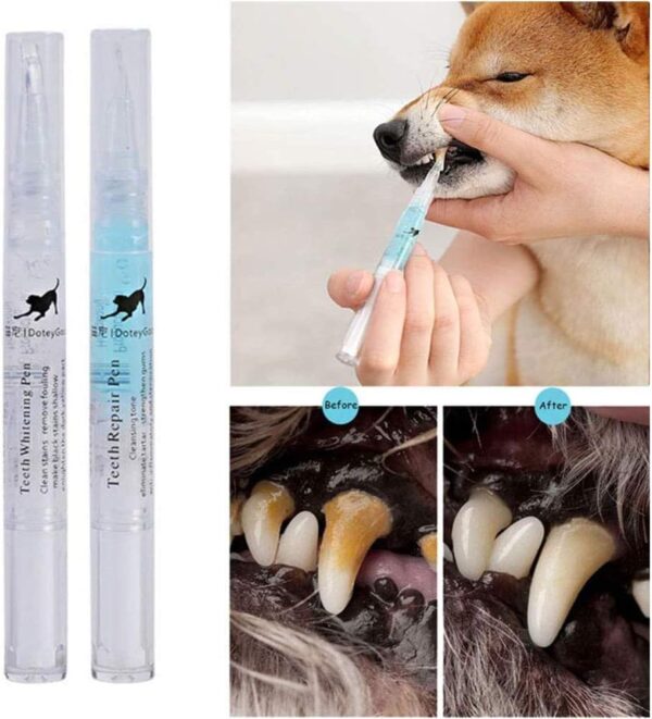 Hmpet Dog Teeth Cleaning Beauty Kit, Pet Teeth Whitening Pen Toothbrush Dental Care Dog Cat Tartar Dental Stone Teeth Cleaning Tools 5Ml Pet Supplies - Image 3