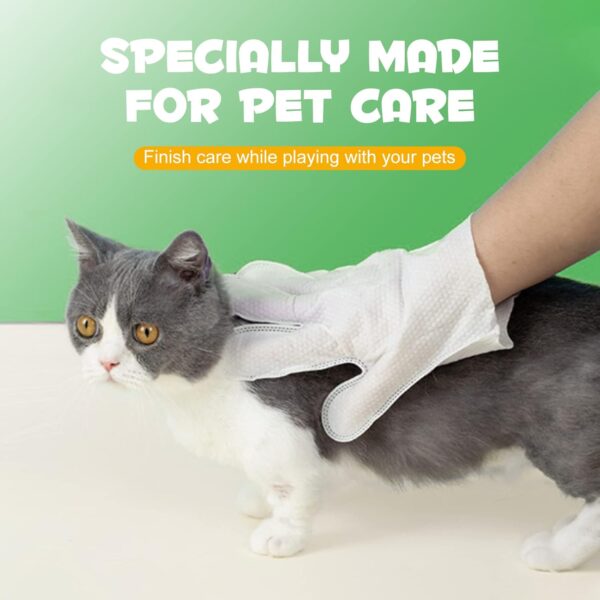 Pet Grooming Gloves Wipes, Hygienic Wipes for Dogs & Cats, Cleaning & Deodorizing Pet Bathing Wipes, No Rinse Puppy Extra Thick Paw Wipes, Dog Cleaning Gloves for Butt, & Body (6PCS-Grooming Wipes) - Image 6