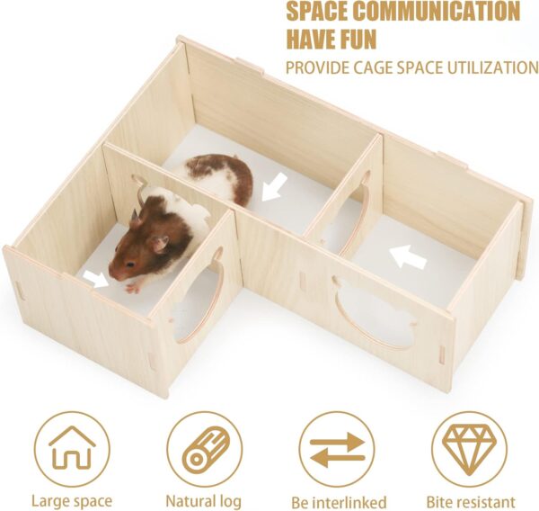 Episkey Wooden Hamster House, Guinea Pig House Corner House Hideout Cage Decor Accessories for Golden Hamster Syrian Hamster Dwarf Hamster Degus (3 Houses, 31 * 24 * 11cm) - Image 3