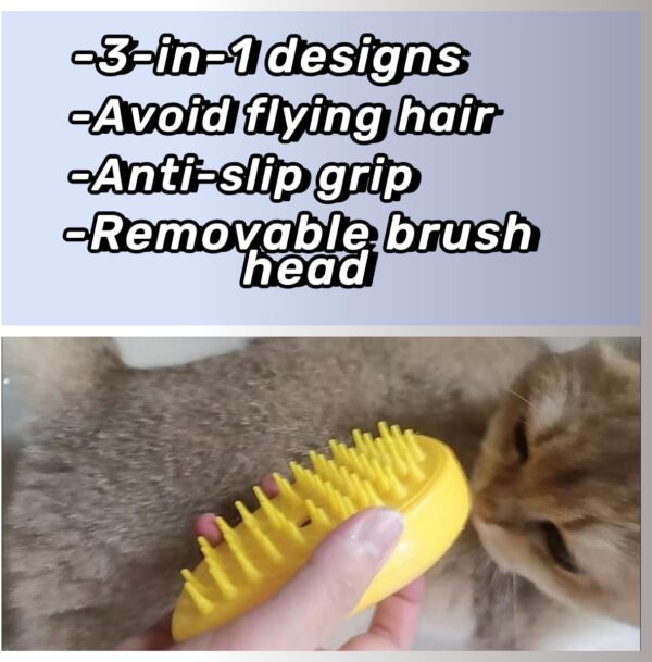 MOUOGO Pet Steam Brush, Pet Hair Removal Brush for Small Dog and Cats, Pet Cleaning Brush, Pet Massage Brush, Cat Hair Remover Brush - Image 3