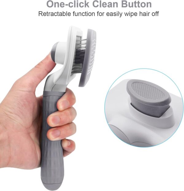 Dog Brush-Dog Brush Cat Brush Grooming Comb,Pet Grooming Tool with Cleaning,Easy to Remove Loose Undercoat, Pet Massaging Tool Suitable for Pets with Long or Short Hair(Grey) - Image 4