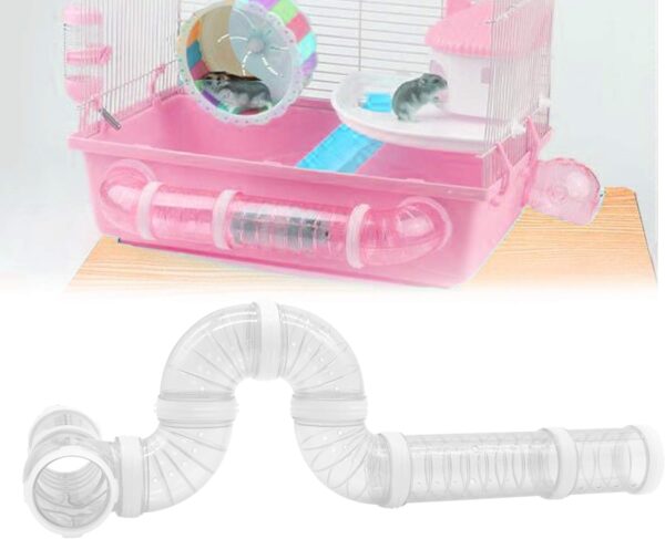 Hamster Tube Set, 8 Pack Transparent Curved Pipe Pet Cage Tunnel Hamster Toy DIY Creative Connection Tunnel External Sports Tube for Mouse Hamster Rat and Other Small Animal - Image 2