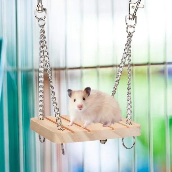 Hamster Swing Toy Wooden Pet Hanging Bed Hamster Cage Accessories for Hamster Gerbil Guinea Pig Chinchilla - Image 3