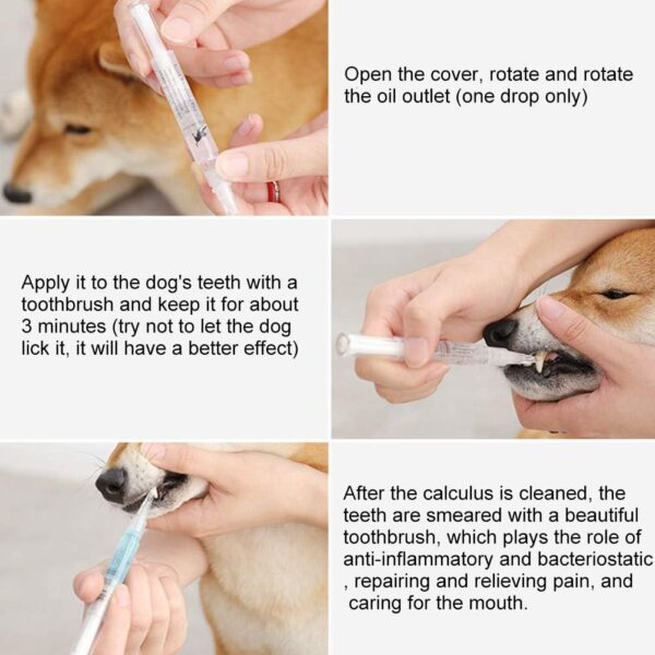 Hmpet Dog Teeth Cleaning Beauty Kit, Pet Teeth Whitening Pen Toothbrush Dental Care Dog Cat Tartar Dental Stone Teeth Cleaning Tools 5Ml Pet Supplies - Image 5