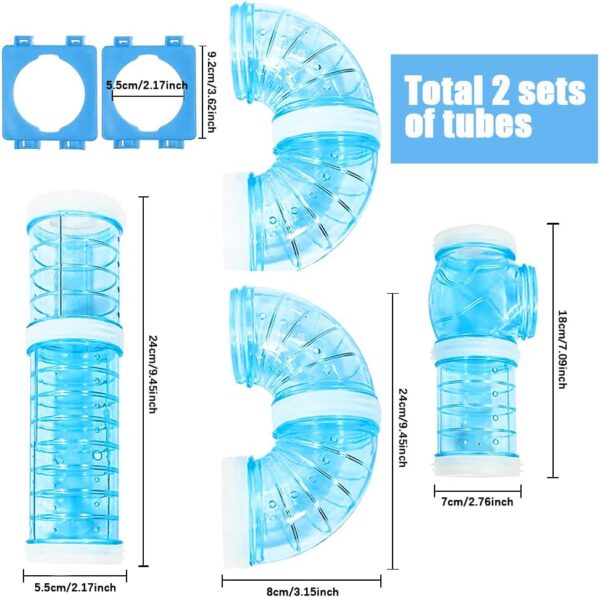 2 Hamster Tubes Kits, BOJVESH DIY Hamster Tunnel Adventure External Pipe, Transparent Connection Track Rat Toy Hamster Cage Accessories for Hamster Mouse Small Animals Sports Expand Space - Image 2