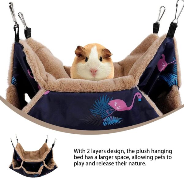 PengLAI Rat Hammock Hamster Bed Rabbit Bed Hanging Bed Rabbit Plush Small Pet Cage Hammock Keep Warm Rat House for Playing Sleeping - Image 7