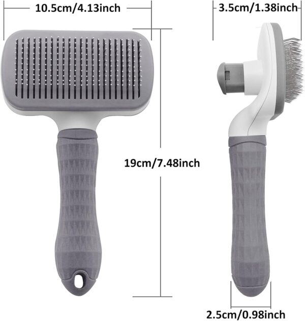 Dog Brush-Dog Brush Cat Brush Grooming Comb,Pet Grooming Tool with Cleaning,Easy to Remove Loose Undercoat, Pet Massaging Tool Suitable for Pets with Long or Short Hair(Grey) - Image 2