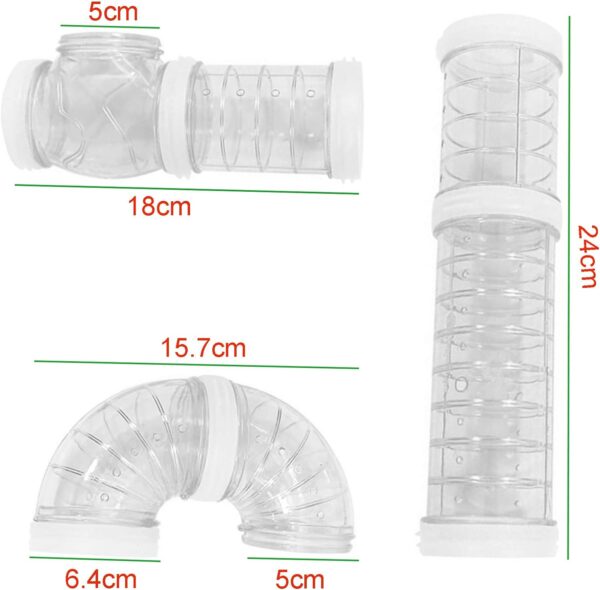 Hamster Tube Set, 8 Pack Transparent Curved Pipe Pet Cage Tunnel Hamster Toy DIY Creative Connection Tunnel External Sports Tube for Mouse Hamster Rat and Other Small Animal - Image 5