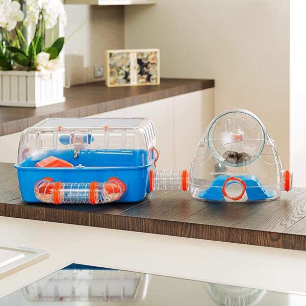 Ferplast COMBI 2 Innovative Hamster Cage - Customizable Habitat with External Exercise Wheel - Interactive Transparent Design - Accessories, Tubes Connect&Play, 79,5x29,5xh26,3cm - Image 3