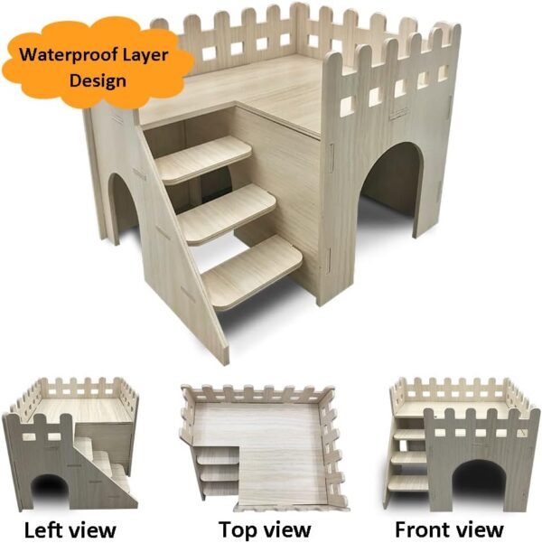 Eyksta Wooden Hamster House, Guinea Pig House Hamster Hideout Cage Décor for Syrian Hamsters Dwarf Hamsters Gerbils Chinchilla Rat (Large 26 * 20 * 18 cm) - Image 4