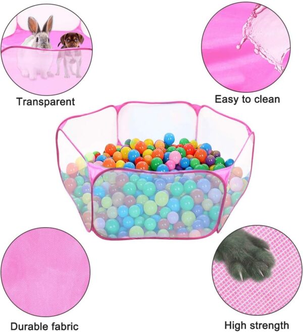 WEONE Small Animals Cage, Foldable Pet Playpen, Portable Hamster Playpen, Breathable Pet Cage Pen Tent, Pop-Up Outdoor Indoor Exercise Fence for Guinea Pig, Rabbits, Chinchillas, Hedgehogs, Rat -Pink - Image 3