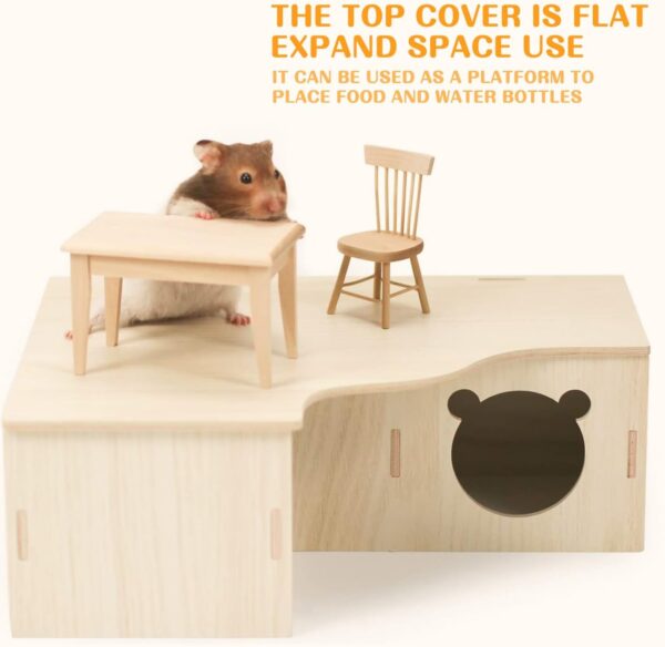 Wooden Hamster House, Corner House Hamster Hideout Cage Guinea Pig House Hamster Accessories Decor for Syrian Hamsters Dwarf Hamster Gerbil Degus Rat - Image 5