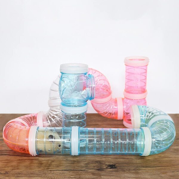 Xiuyer Hamster Tubes, 3 Set DIY Hamster External Connection Tunnel Transparent Adventure External Pipe Kit Creative Tunnel Track Rat Toy Accessories for Small Pet Sports Cage (Pink, Blue, white) - Image 6