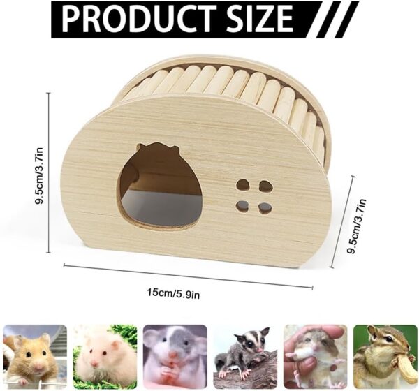 Wooden Hamster House,Natural Hamster Hideout Habitats Décor Hamster Ladder Toy Small Pets Corner House Hideout Cage Decor Accessories for Dwarf Hamsters Chinchillas(Style 1) - Image 2