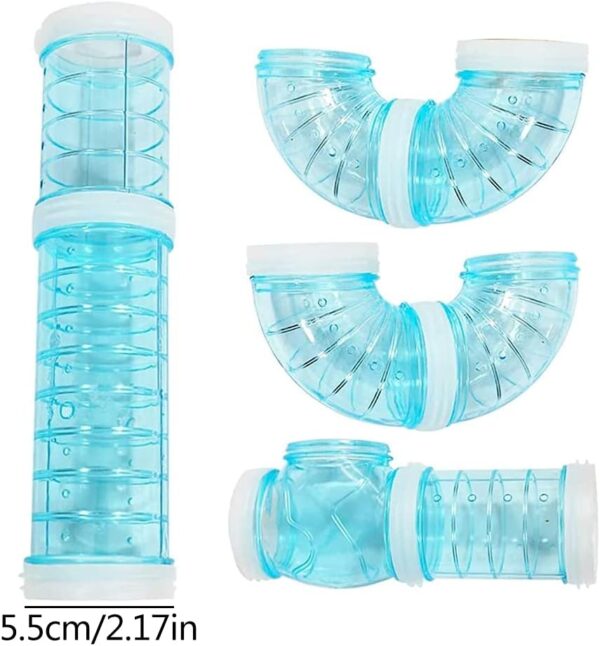 Xiuyer Hamster Tubes, 3 Set DIY Hamster External Connection Tunnel Transparent Adventure External Pipe Kit Creative Tunnel Track Rat Toy Accessories for Small Pet Sports Cage (Pink, Blue, white) - Image 2