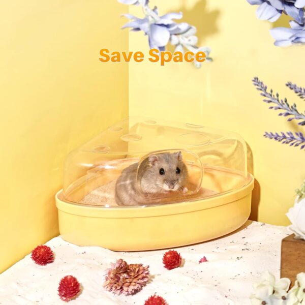 BUCATSTATE Hamster Sand Bath Box - Transparent Critter's Litter Box Sand Bath Shower Room & Digging Container Heighten Version for Guinea Pig Mice Gerbils or Other Small Pets (Small,Yellow) - Image 3