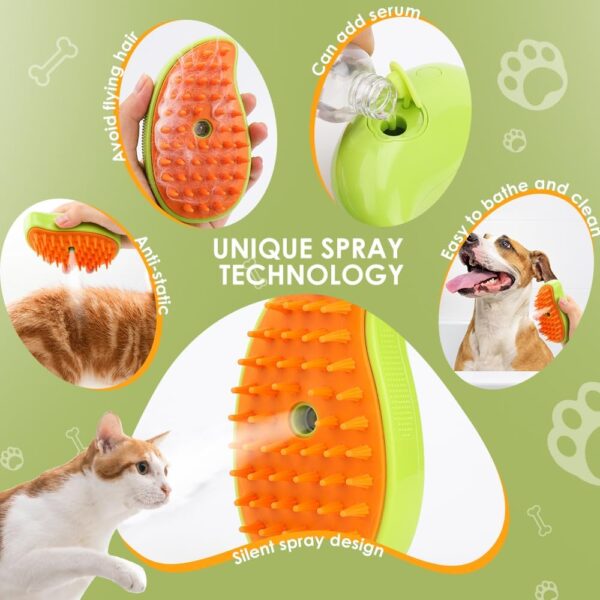 Cat Brush with Spray,Cat Brush with Water Tank,Electric Cat Deshedding Brush,Cat Brush for Short Haired Cats,Pet Hair Removal Comb with Water Tank,Suitable for Cleaning Pet Hair (yellow) - Image 2